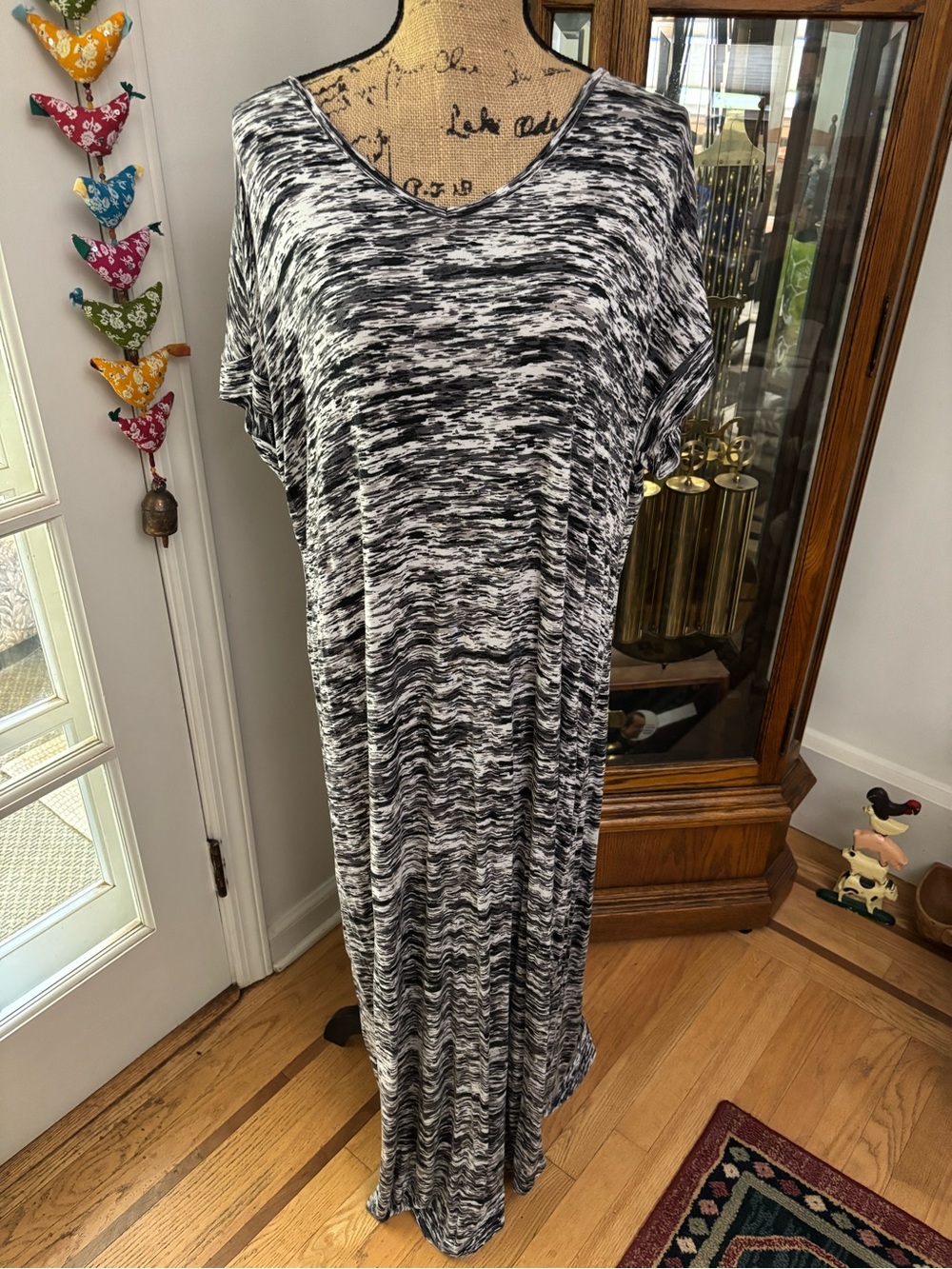 LuLaRoe Black & White Marble Maxi Dress size XL